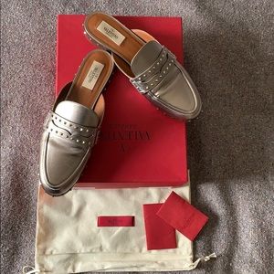Metallic Valentino Rockstud Mules (Sz 38 1/2)